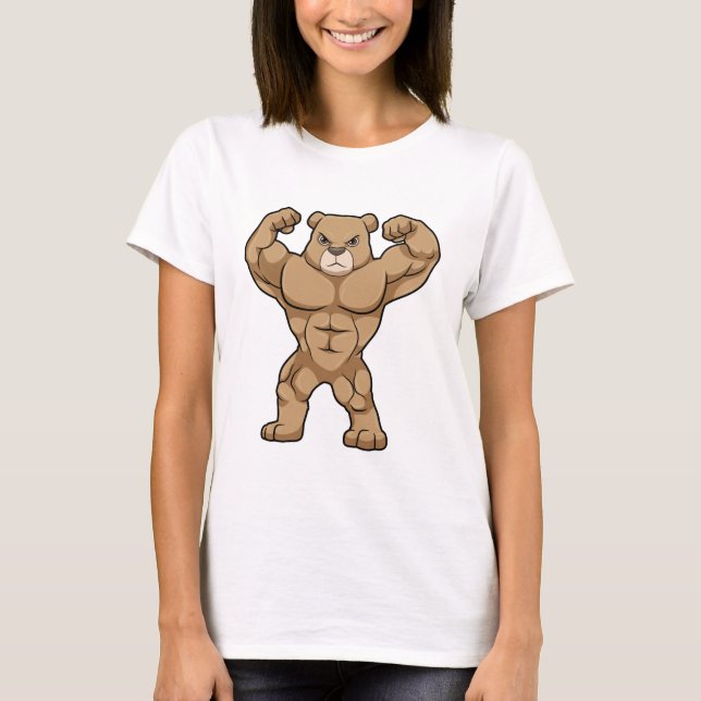 Bear as Bodybuilder with big Muscles T-Shirt (Front)