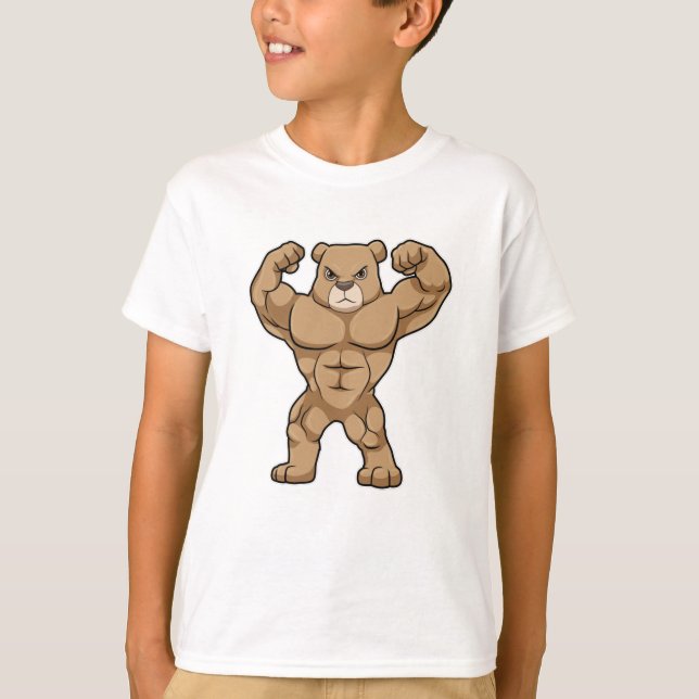 Bear as Bodybuilder with big Muscles T-Shirt (Front)
