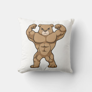 Bear as Bodybuilder with big Muscles Throw Pillow