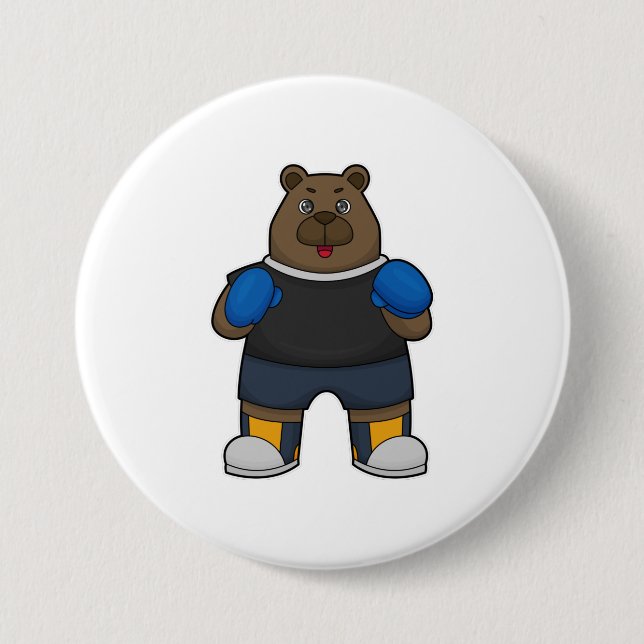 Bear as Boxer with Boxing gloves 3 Inch Round Button (Front)