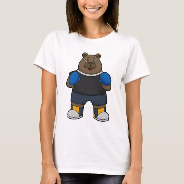 Bear as Boxer with Boxing gloves T-Shirt (Front)
