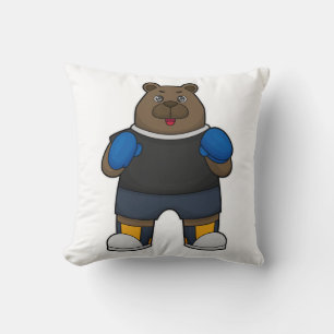 Bear as Boxer with Boxing gloves Throw Pillow
