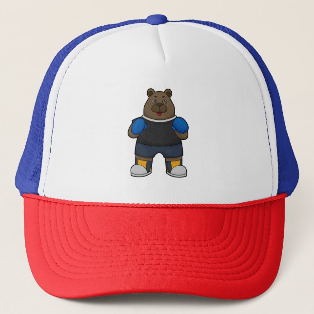Bear as Boxer with Boxing gloves Trucker Hat (Front)