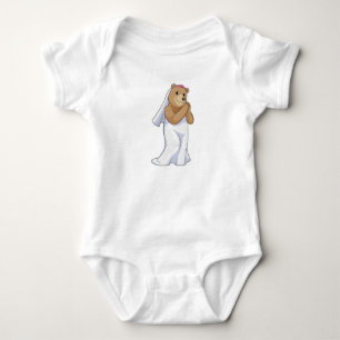 Bear as Bride with Veil Baby Bodysuit