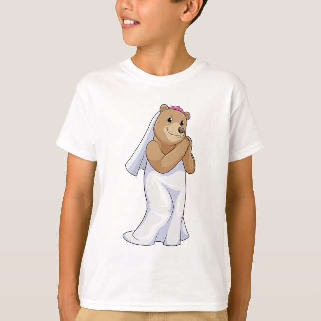 Bear as Bride with Veil T-Shirt (Front)