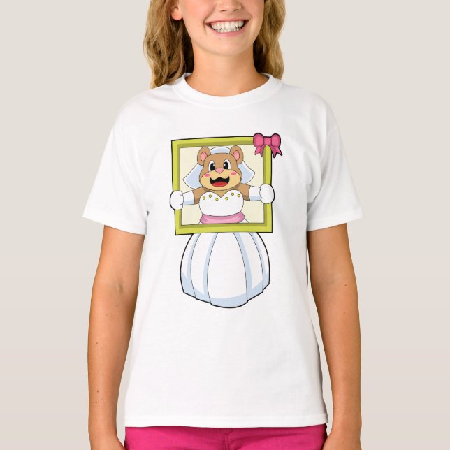 Bear as Bride with Wedding dress & Picture Frame.p T-Shirt (Front)