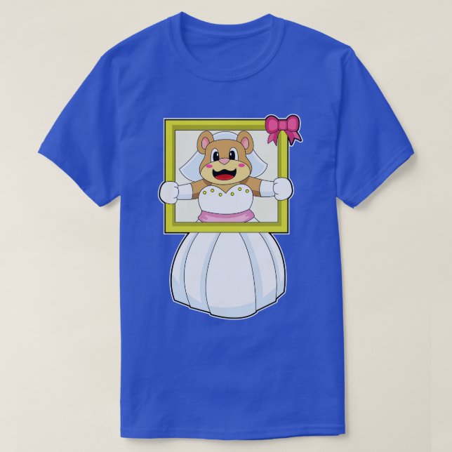 Bear as Bride with Wedding dress Picture Frame T-Shirt (Design Front)