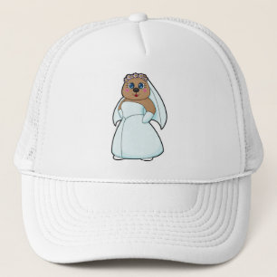 Bear as Bride with Wreath of Flowers Trucker Hat