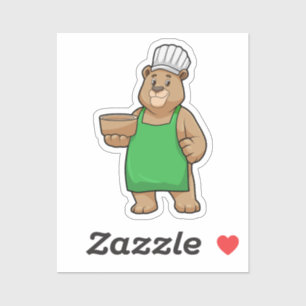 Bear as Cook with Cooking apron & Bowl