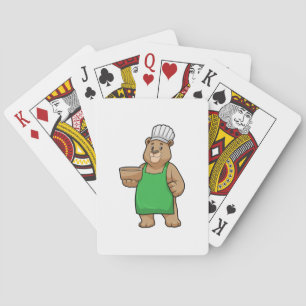 Bear as Cook with Cooking apron & Bowl Playing Cards