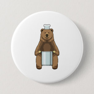 Bear as Cook with Cooking pot 3 Inch Round Button