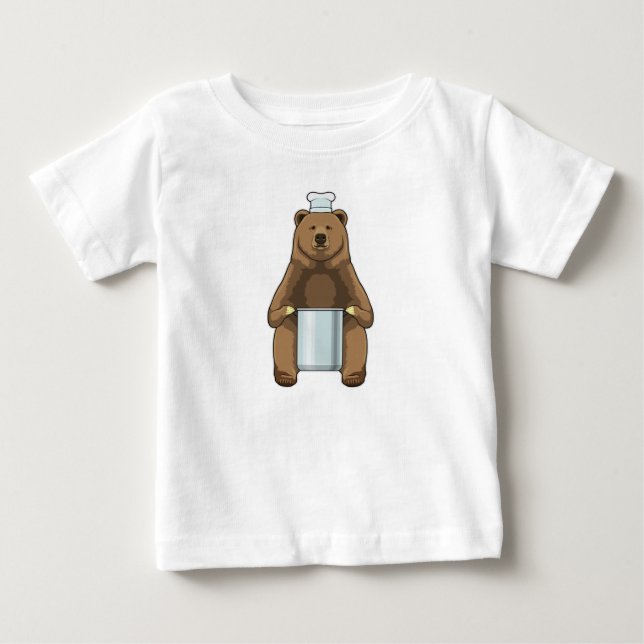 Bear as Cook with Cooking pot Baby T-Shirt (Front)