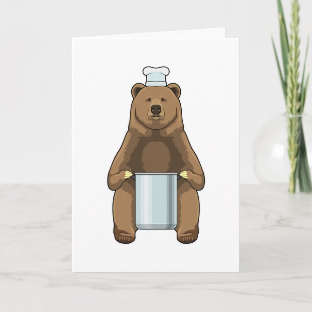 Bear as Cook with Cooking pot Card (Front)