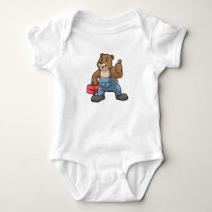 Bear as Craftsman with Tool box Baby Bodysuit