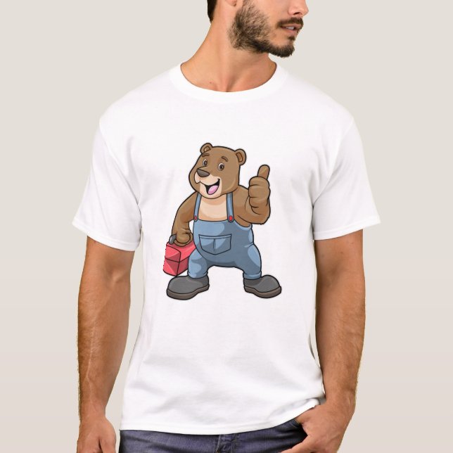 Bear as Craftsman with Tool box T-Shirt (Front)