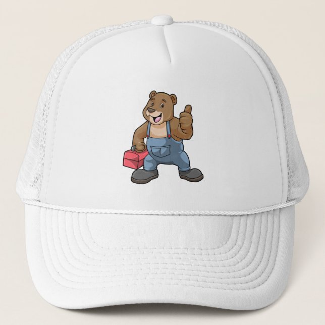 Bear as Craftsman with Tool box Trucker Hat (Front)