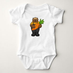 Bear as Farmer with Carrot Baby Bodysuit