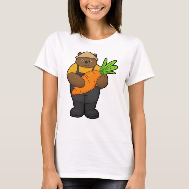 Bear as Farmer with Carrot T-Shirt (Front)
