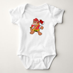 Bear as Firefighter with Ax Baby Bodysuit
