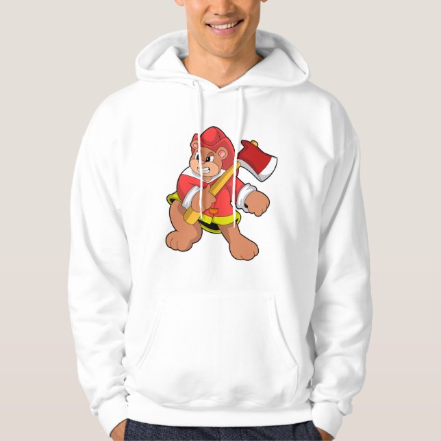 Bear as Firefighter with Ax Hoodie (Front)