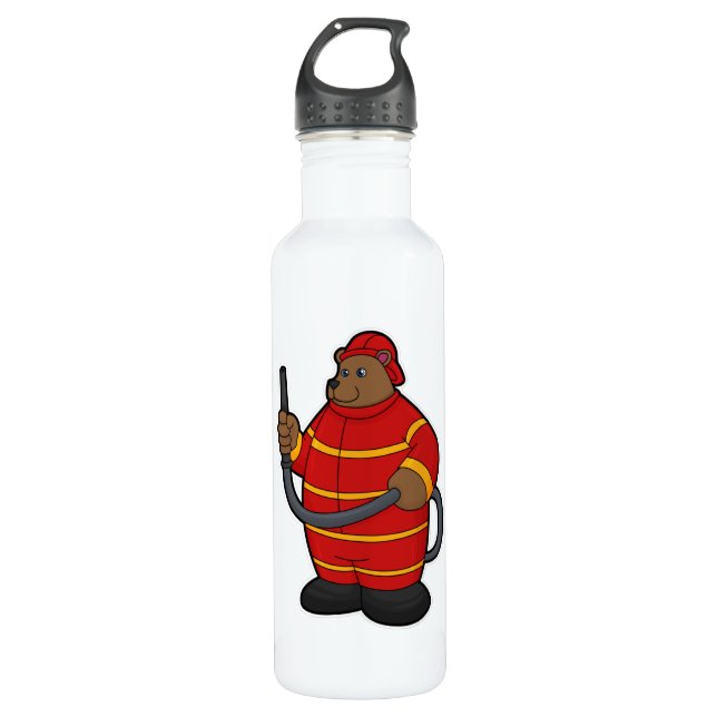 Bear as Firefighter with Hose 710 Ml Water Bottle (Front)