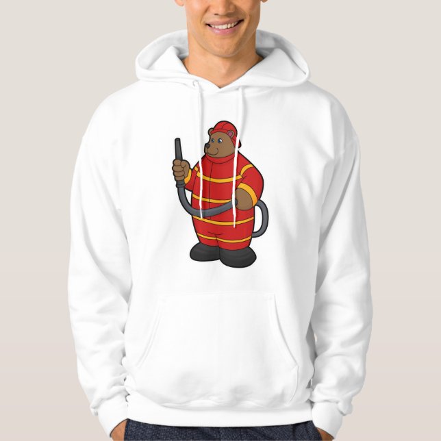 Bear as Firefighter with Hose Hoodie (Front)