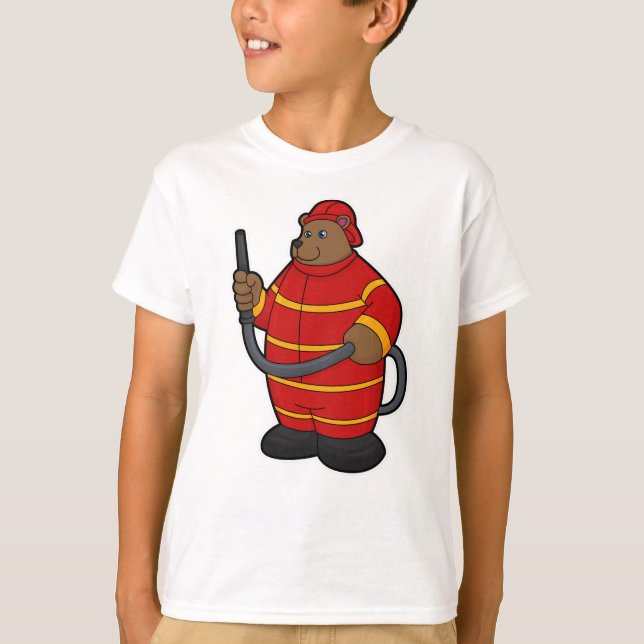 Bear as Firefighter with Hose T-Shirt (Front)