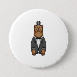 Bear as Groom with Jacket 3 Inch Round Button
