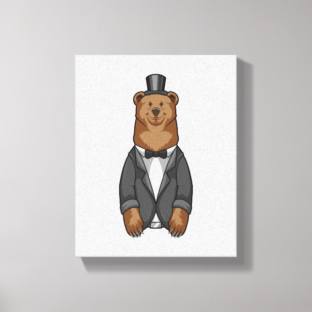 Bear as Groom with Jacket Canvas Print (Front)