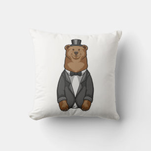 Bear as Groom with Jacket Throw Pillow