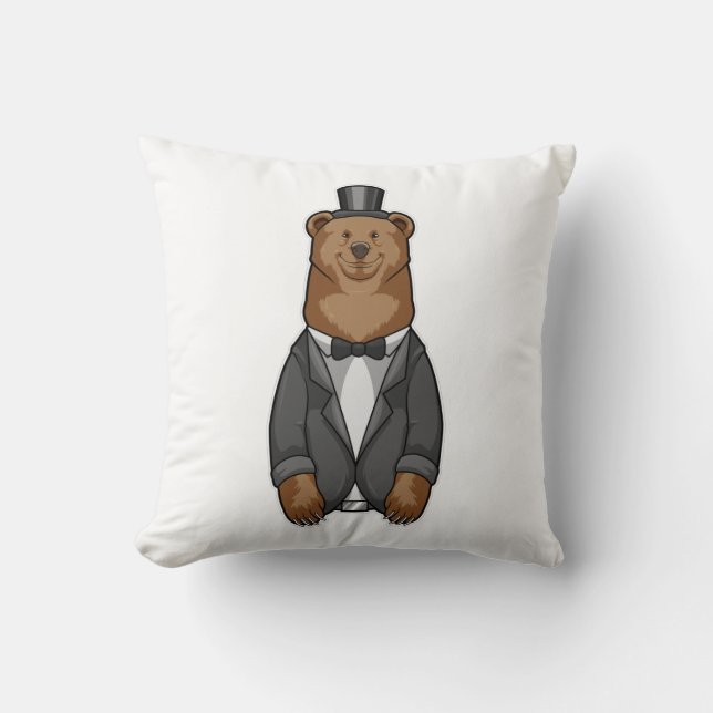 Bear as Groom with Jacket Throw Pillow (Front)