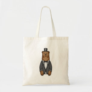 Bear as Groom with Jacket Tote Bag