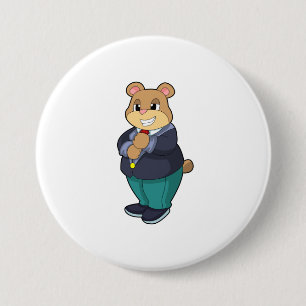 Bear as Groom with Suit 3 Inch Round Button