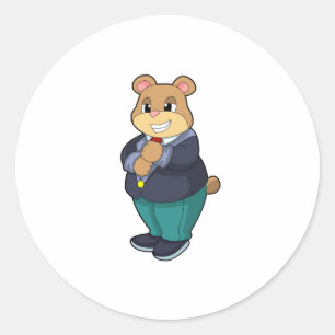 Bear as Groom with Suit Classic Round Sticker
