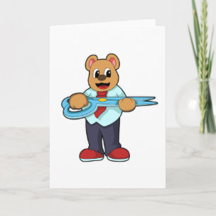 Bear as Hairdresser with Scissors Card