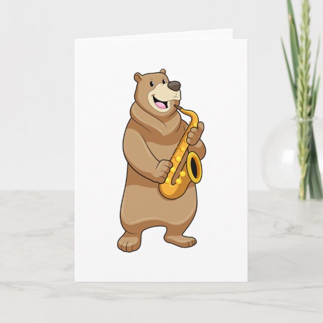 Bear as Musician with Saxophone Card (Front)
