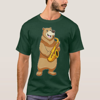 Bear as Musician with Saxophone T-Shirt