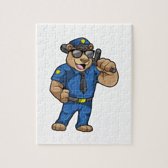 Bear as Police officer with Baton Jigsaw Puzzle (Vertical)