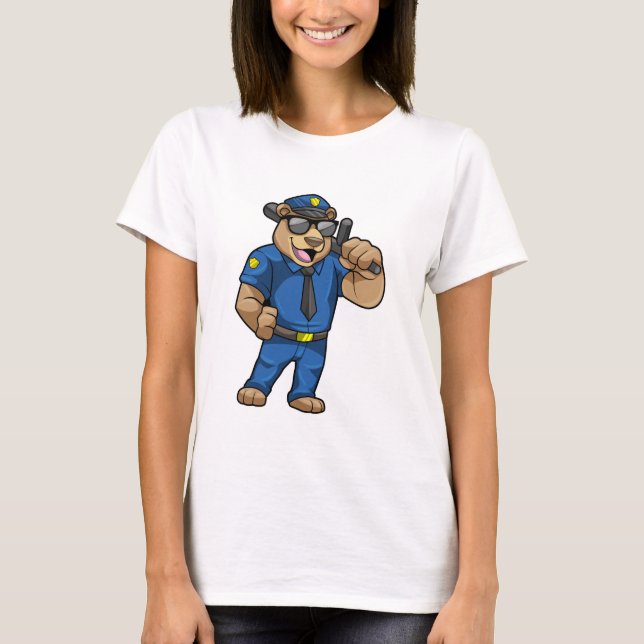Bear as Police officer with Baton T-Shirt (Front)