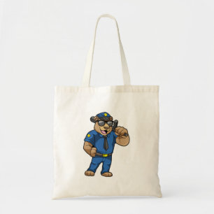 Bear as Police officer with Baton Tote Bag