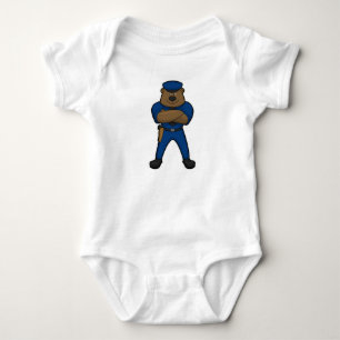 Bear as Police officer with Gun Baby Bodysuit
