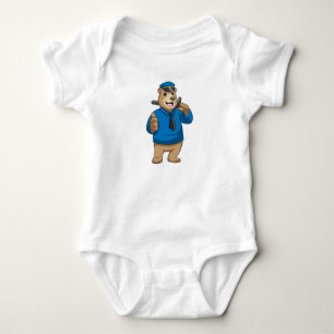 Bear as Police officer with Police hat Baby Bodysuit