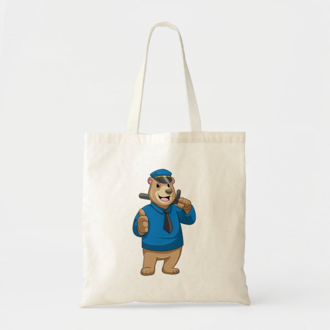 Bear as Police officer with Police hat Tote Bag (Front)