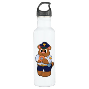 Bear as Police officer with Police uniform & Dough 710 Ml Water Bottle