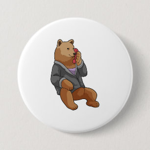 Bear as Secretary with Phone 3 Inch Round Button