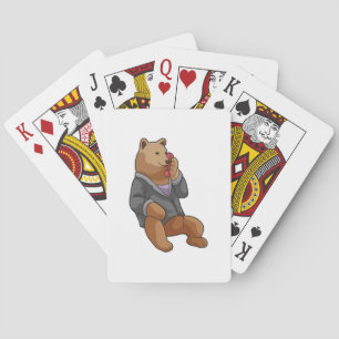Bear as Secretary with Phone Playing Cards