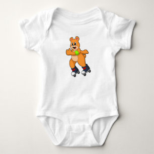 Bear as Skater with Inline skates Baby Bodysuit