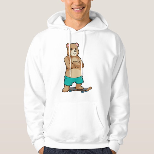 Bear as Skater with Skateboard Hoodie (Front)