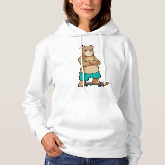 Bear as Skater with Skateboard Hoodie (Front)