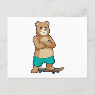 Bear as Skater with Skateboard Postcard